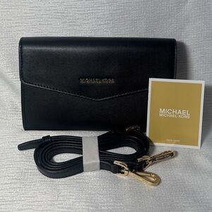 Michael Kors Black Satin-Lined Interior Pouch with Gold Nameplate